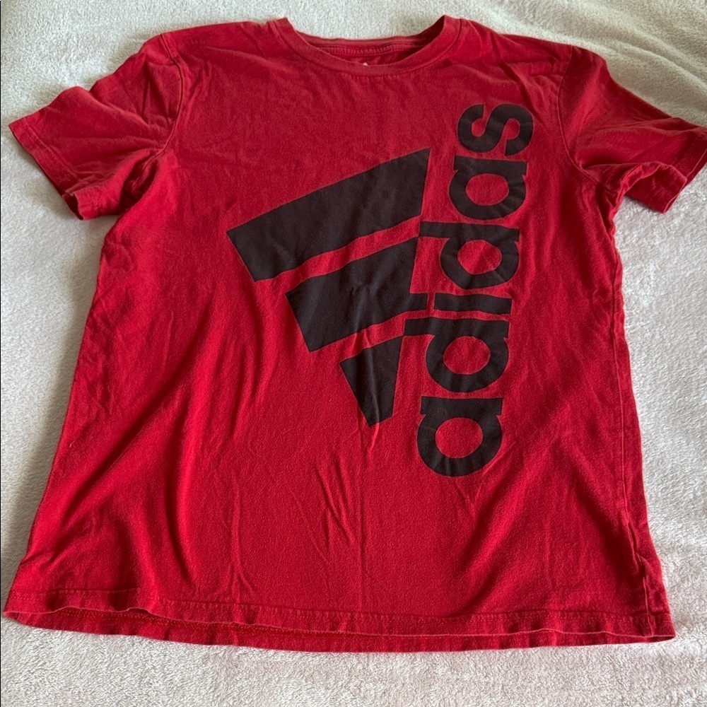 Adidas Kids Red Tee with Black Logo